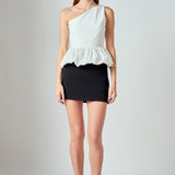 Cotton Blouson Mixed Media Top