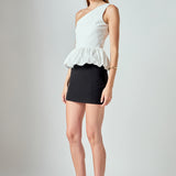 Cotton Blouson Mixed Media Top