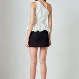 Cotton Blouson Mixed Media Top