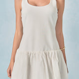Quinn Mixed Media Scoop Neck Blouson Mini Dress