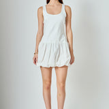 Quinn Mixed Media Scoop Neck Blouson Mini Dress