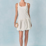 Quinn Mixed Media Scoop Neck Blouson Mini Dress