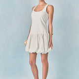 Quinn Mixed Media Scoop Neck Blouson Mini Dress