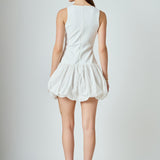 Quinn Mixed Media Scoop Neck Blouson Mini Dress