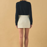 Tweed Bow Belt Mini Skirt