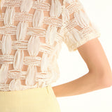 Claire Grid Textured Short Sleeve Top