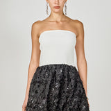 Sabrina Floral Sequin Mixed Media Mini Dress