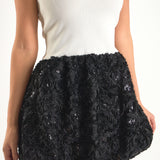 Sabrina Floral Sequin Mixed Media Mini Dress