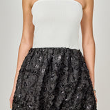 Sabrina Floral Sequin Mixed Media Mini Dress