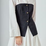 Mixed Media Tweed Poplin Mini Dress