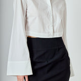 Poplin Wide Sleeve Short Dress Shirt