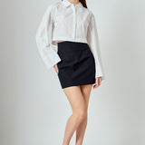 Poplin Wide Sleeve Short Dress Shirt