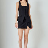 Tweed Buttoned Scoop Neck Vest