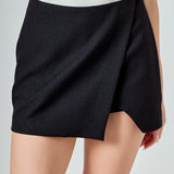 Tweed Asymmetrical Wrap Mini Skort