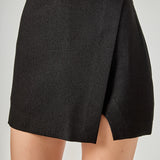 Tweed Asymmetrical Wrap Mini Skort