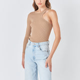 Cut Out One Shoulder Knit Top
