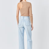 Cut Out One Shoulder Knit Top