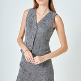 Multi Tweed Buttoned Vest