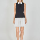 Mixed Media Cotton Polo Mini Dress
