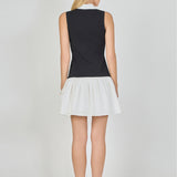 Mixed Media Cotton Polo Mini Dress
