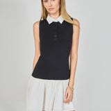 Mixed Media Cotton Polo Mini Dress
