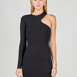 Cut Out One-Sleeve Knit Dress