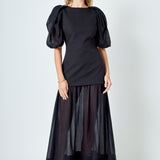 Mixed Media Drop Waist Maxi Dress