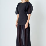 Mixed Media Drop Waist Maxi Dress