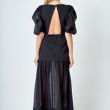 Mixed Media Drop Waist Maxi Dress