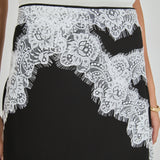 Asymmetrical Lace Trim Midi Skirt