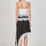Asymmetrical Lace Trim Midi Skirt