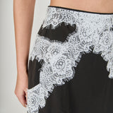 Asymmetrical Lace Trim Midi Skirt