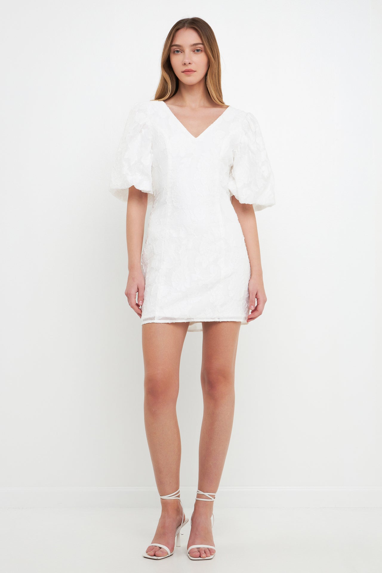 endless rose gridded mesh feathered puff sleeve mini dress Endless Rose Women's Gridded Mesh Feathered Puff Sleeve Mini Dress