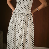 Strapless Polka Dot Taffeta Midi Dress