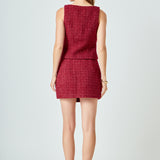 Tweed Front Flap Mini Skirt