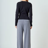 Scalloped Accent Split Long Cardigan