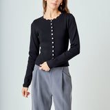 Scalloped Accent Split Long Cardigan