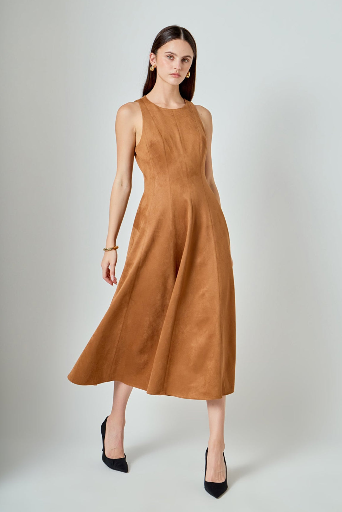 Endless Rose - Faux Suede Midi Dress CAMEL / S Endless Rose - Faux Suede Midi Dress CAMEL / S
