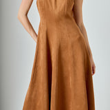 Faux Suede Midi Dress