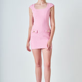 Tweed Cap Sleeve Mini Dress