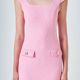 Tweed Cap Sleeve Mini Dress