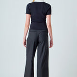Jewel Buttoned Collared Color Block Top