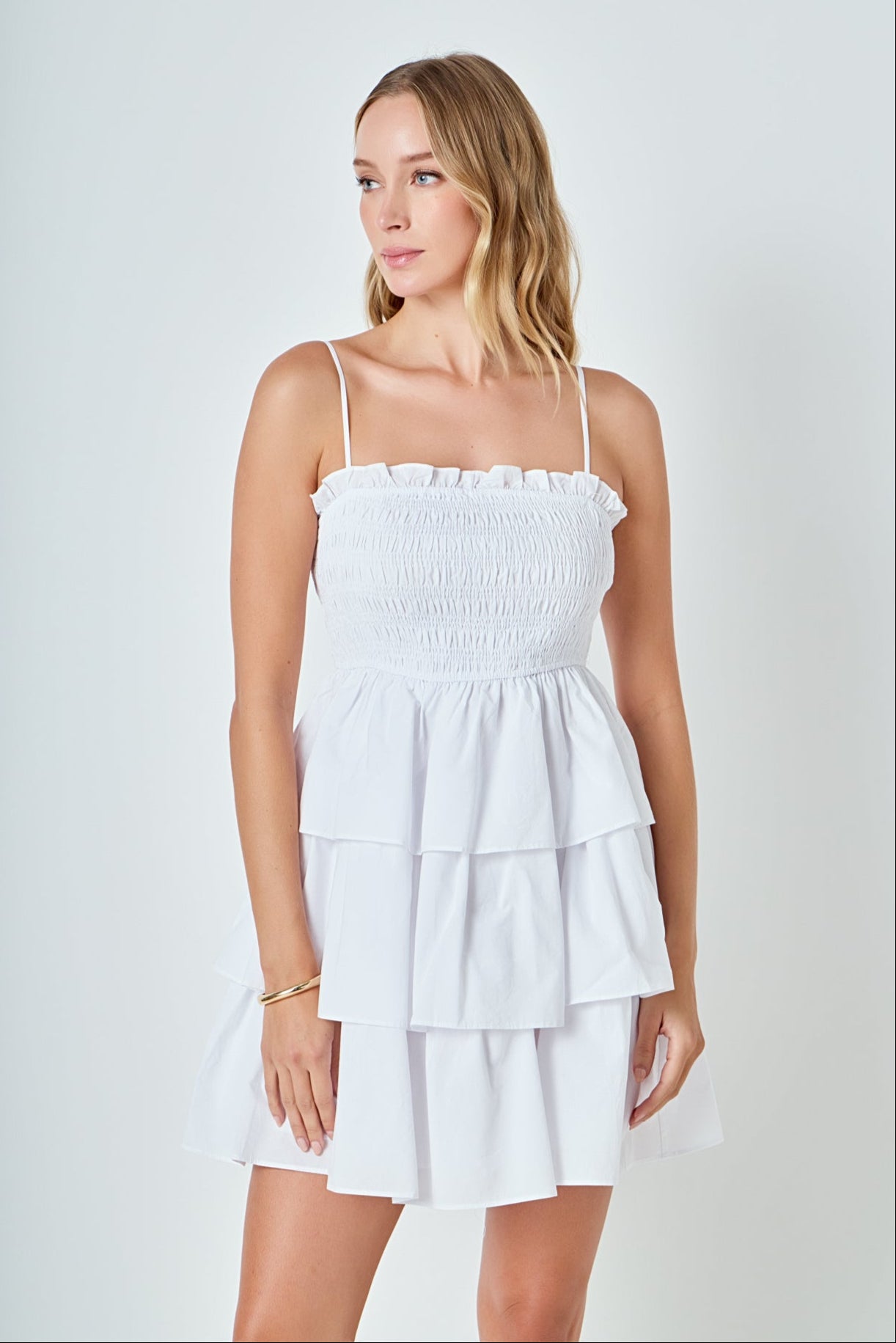 endless rose tiered mini dress Endless Rose Metallic Tiered Mini Dress