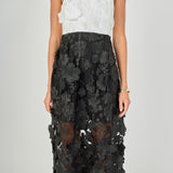 Floral Colorblock Applique Midi Dress