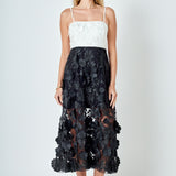 Floral Colorblock Applique Midi Dress