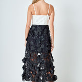 Floral Colorblock Applique Midi Dress