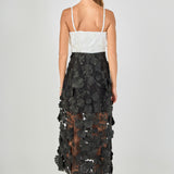 Floral Colorblock Applique Midi Dress