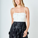 Floral Colorblock Applique Midi Dress