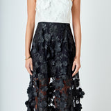 Floral Colorblock Applique Midi Dress