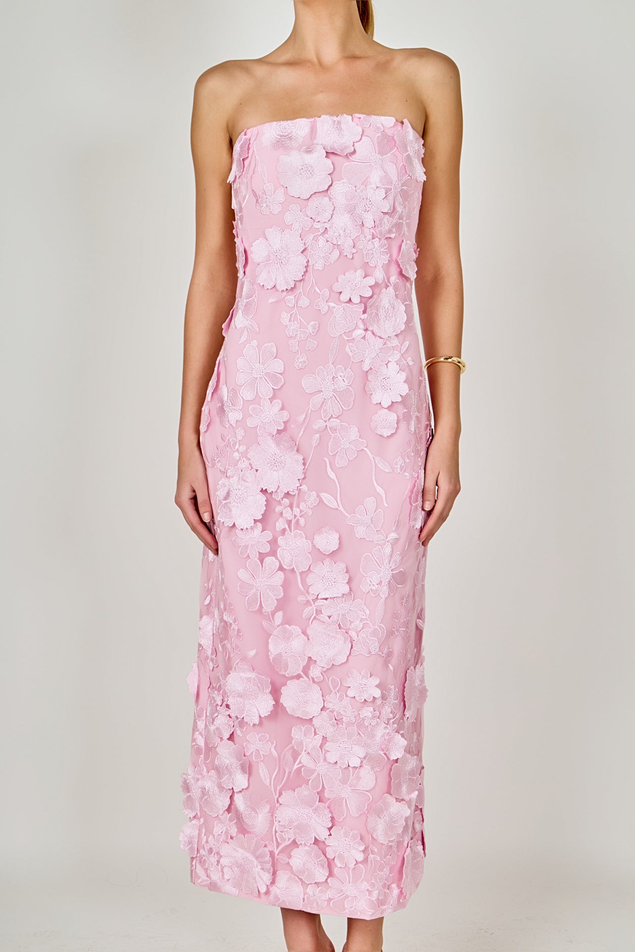 Strapless 3D Applique Midi Dress Endless Rose Strapless 3D Applique Midi Dress Endless Rose